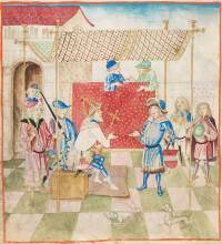 Herzog Friedrich von Österreich bittet König Sigismund um Gnade (1415)